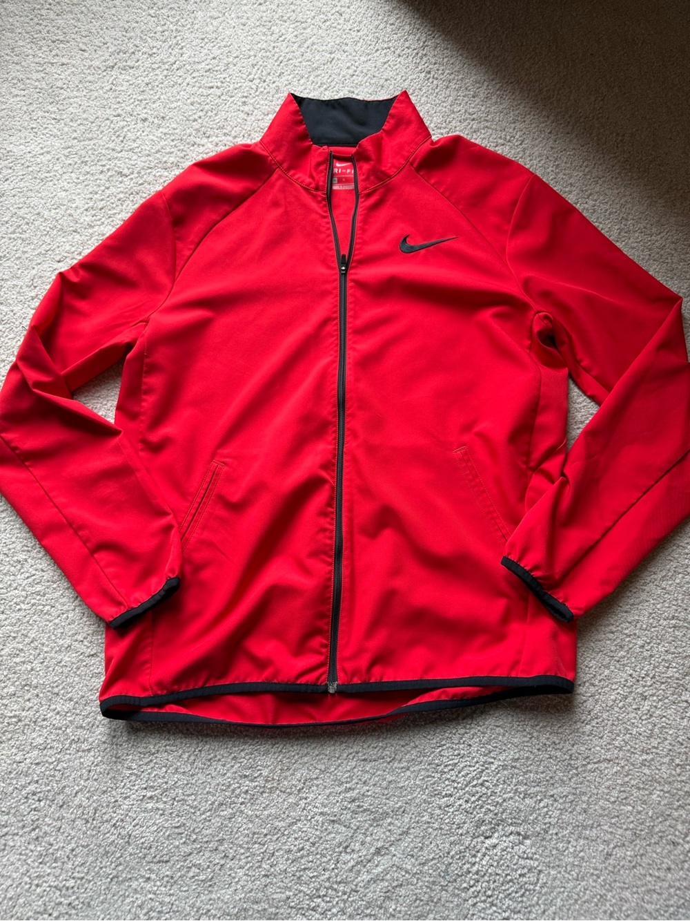 Nike Red Men's Full-Zip Performance Jacket with Black Trim